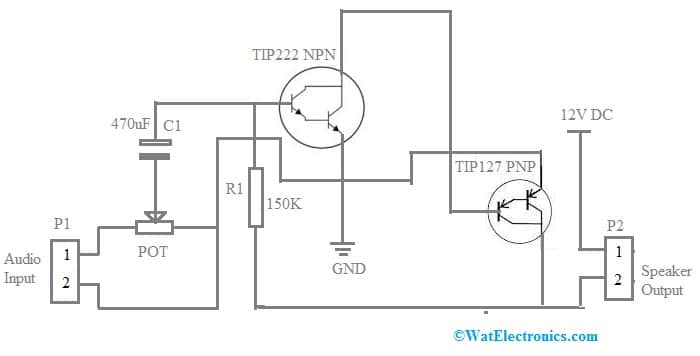 100 Watts High Power Amplifier Circuit with Transistors