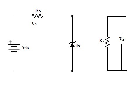 Zener Diode เป็นไดอะแกรมวงจรควบคุมแรงดันไฟฟ้า