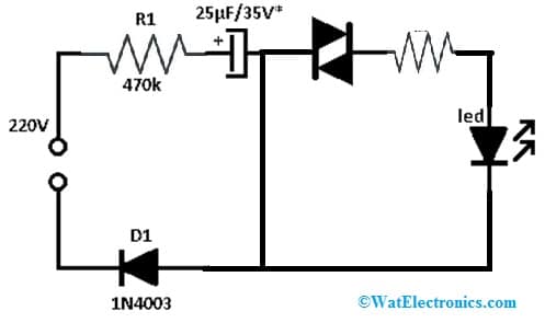 220Volts LED Blinking Circuit