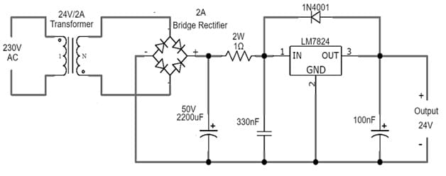 24Volts DC Power Supply with LM7824 IC