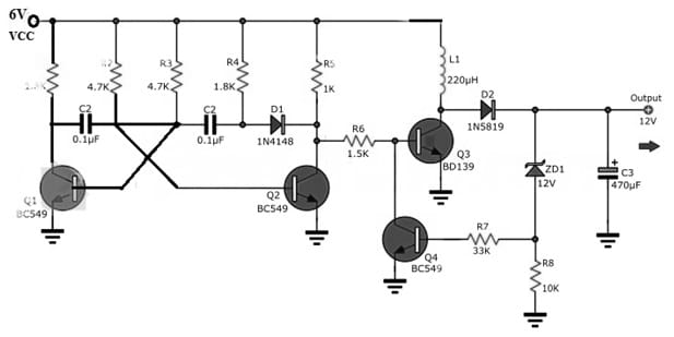 6Volts - 12Volts Boost Converter Circuit
