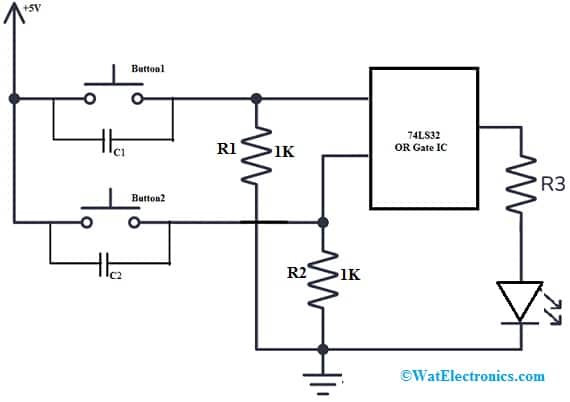 74LS32 OR Gate Circuit Diagram