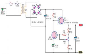 9v Regulated Power Supply Circuit Using Transistors And Zener