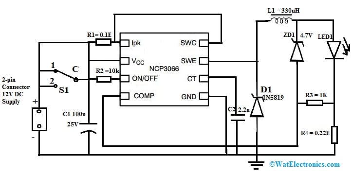 Automatic Light with NCP3066 IC for Scooter Storage Compartment