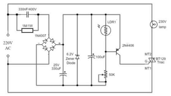 Automatic Night Lamp Circuit with 2N4406 Transistor