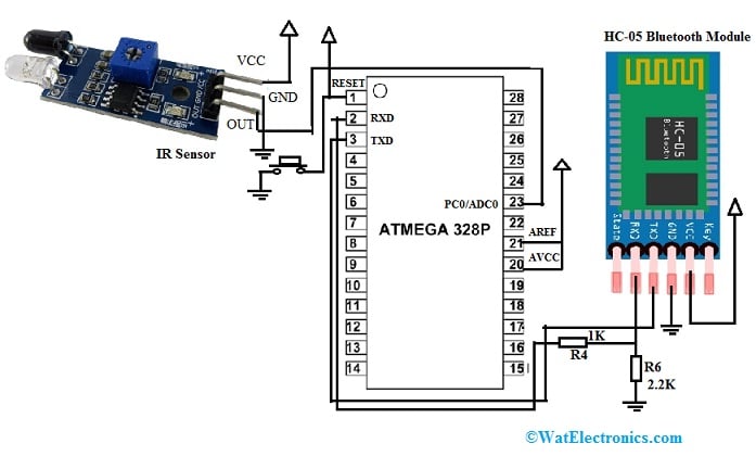 Bluetooth & IR sensor Interfacing with ATmega328P Microcontroller