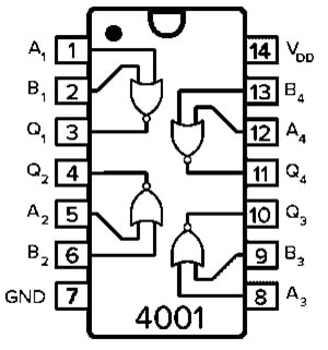 CD4001 IC Pin Configuration