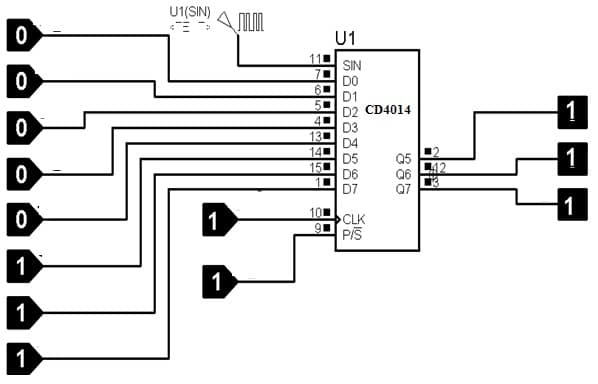 CD4014 Shift Register Circuit
