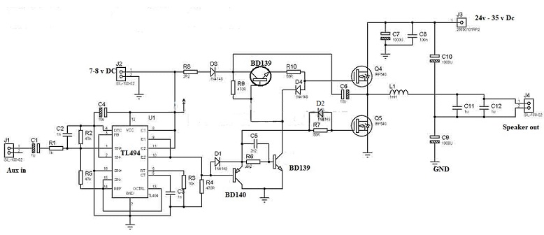 Class D Amplifier using Tl494