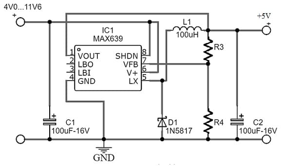 Compact Step-Down Switching Converter with MAX639 IC