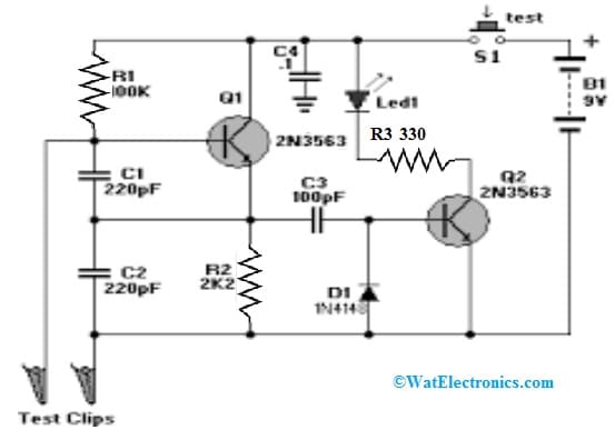 Crystal Oscillator Tester Circuit with 2N3563 Transistors