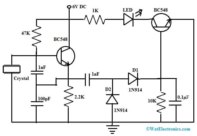 Crystal Tester Circuit using BC548 Transistor