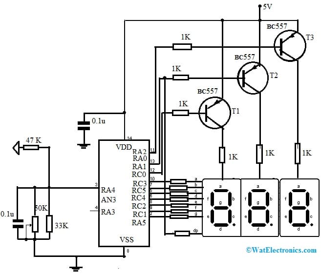 Digital Voltmeter Circuit with PIC16F676 Microcontroller