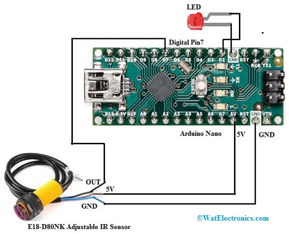 E18-D80NK IR Sensor Interfacing with Arduino Nano