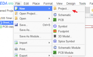 EasyEDA New Project Creation