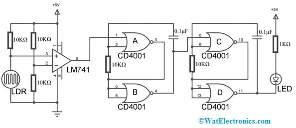 Electronic Letter Box Circuit with CD4001 IC