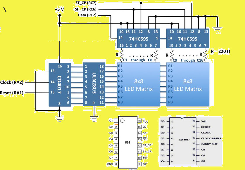 LED Matrix with a Microcontroller and Shift Register Data