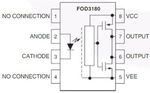 FOD3180 Optocoupler Pin Configuration