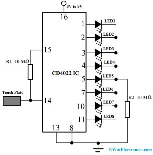 Gambling Game Circuit with CD4022 IC