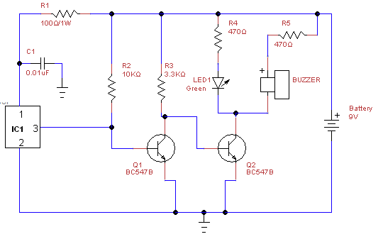 Hall Effect Sensor Alarm Circuit Diagram