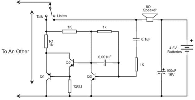 Intercom Circuit with Transistors