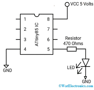 LED Blinking Circuit with ATtiny85