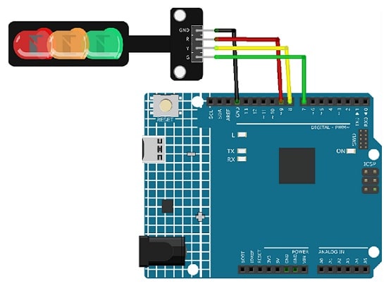 LED Traffic Light Module Interfacing with Arduino