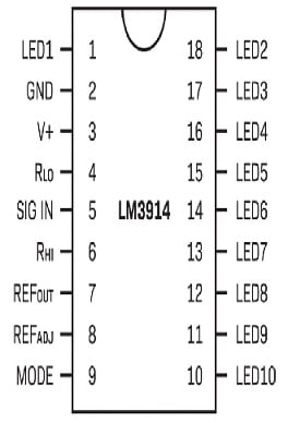 LM3914 IC Pin Configuration