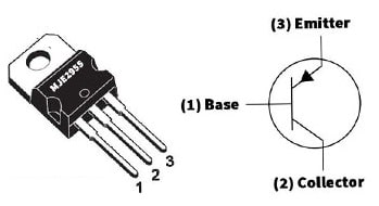 MJE2955T Transistor Pin Configuration