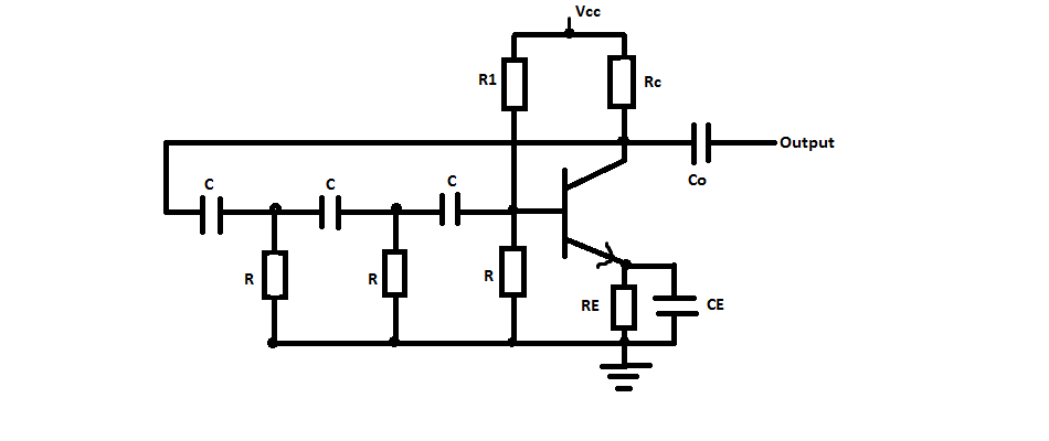 RC Phase Shift Oscillator using BJT