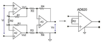 Schematic Diagram of Instrument Amplifier AD620