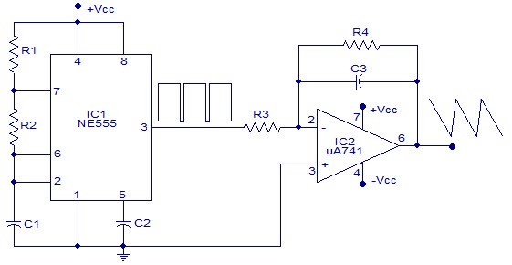 Square waveform generator circuit using 555 timer