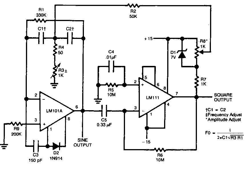 Square waveform generator circuit using LM IC