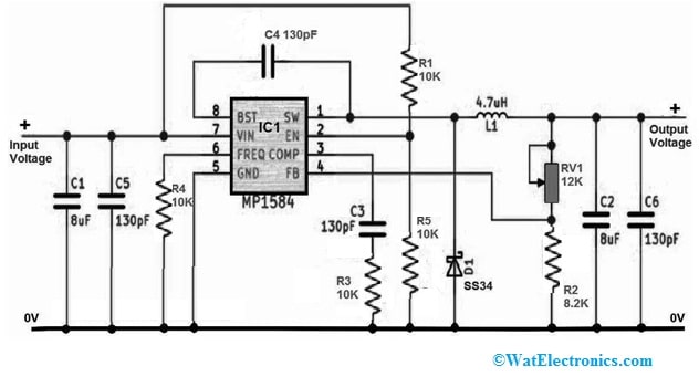 Step-down DC-DC Converter Circuit with MP1584 IC