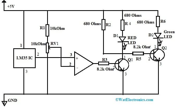 Temperature Indicator Circuit with LM35 IC