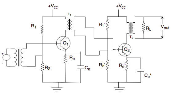 Transformer coupled Transistor Amplifier