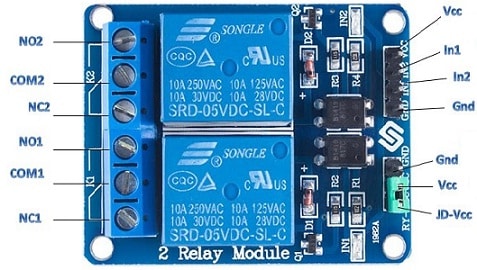 Two Channel Relay Module Pin Configuration