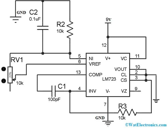 Voltage Regulator Circuit using LM723 IC