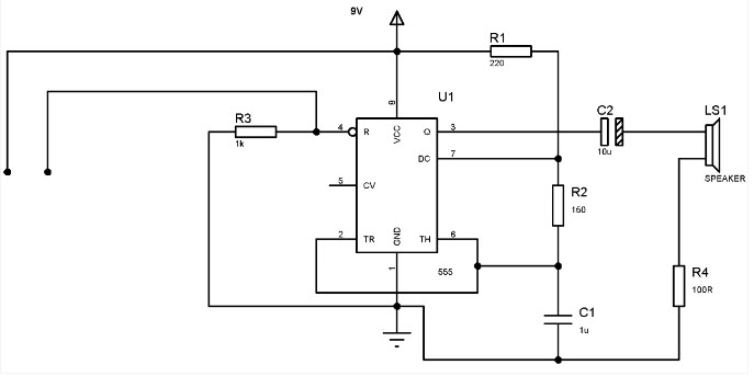 Water Level Alarm Circuit Using 555timer