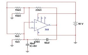 Wein bridge oscillator using IC741