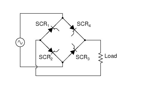 Bridge Rectifier Circuit Representing Controlled Rectifiers