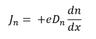 diffusion current density because of the carrier concentration of electrons 