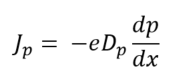 diffusion current density because of the carrier concentration of holes 