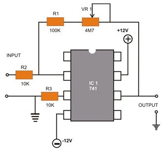 IC 741 Op-Amp Circuit Diagram