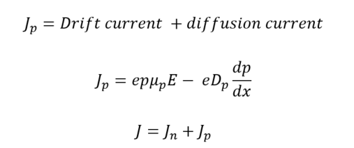 overall diffusion current density with respect to holes